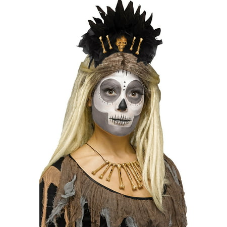 Voodoo Queen Stone Age Bones Headband Skull Caveman Cavewoman Costume Accessory