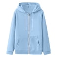 thumbnail image 4 of Women's Zip Up Y2K Hoodies 2026 Spring Casual Long Sleeve Sweatshirts Fall Winter Track Jackets with Pockets Light Blue L, 4 of 8
