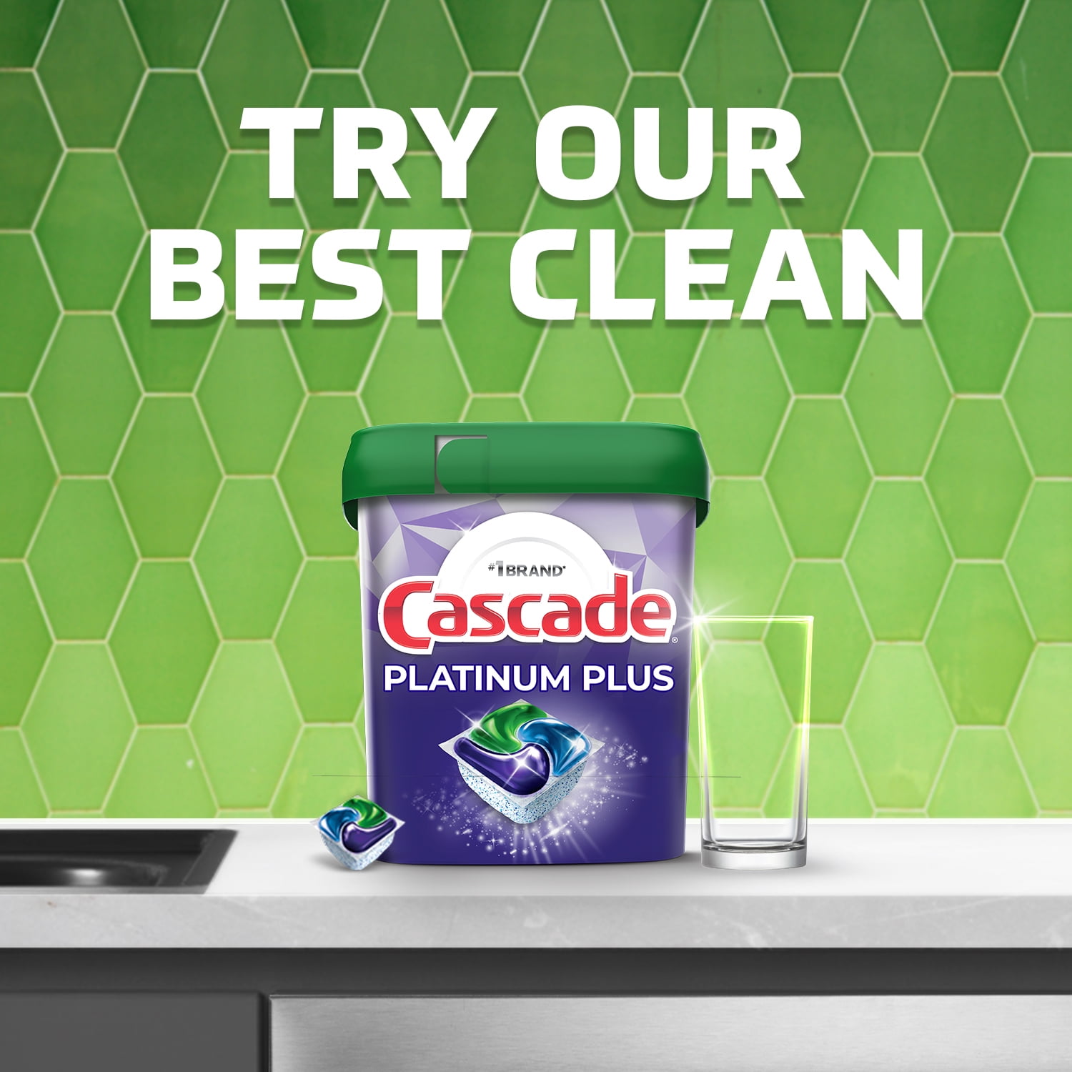 Cascade 97726 Platinum ActionPacs Fresh Scent Automatic Dishwasher  Detergent Pod 62 Count - 3/Case