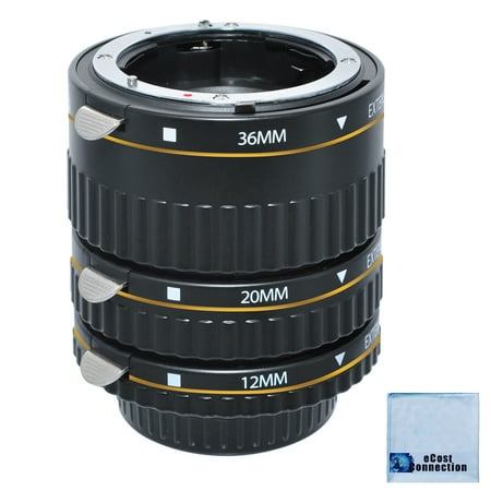 Nikon Macro Extension Tube Auto Focus Macro Extension Tube Set for Most Camera Models + eCostConnection Microfiber Cloth ()