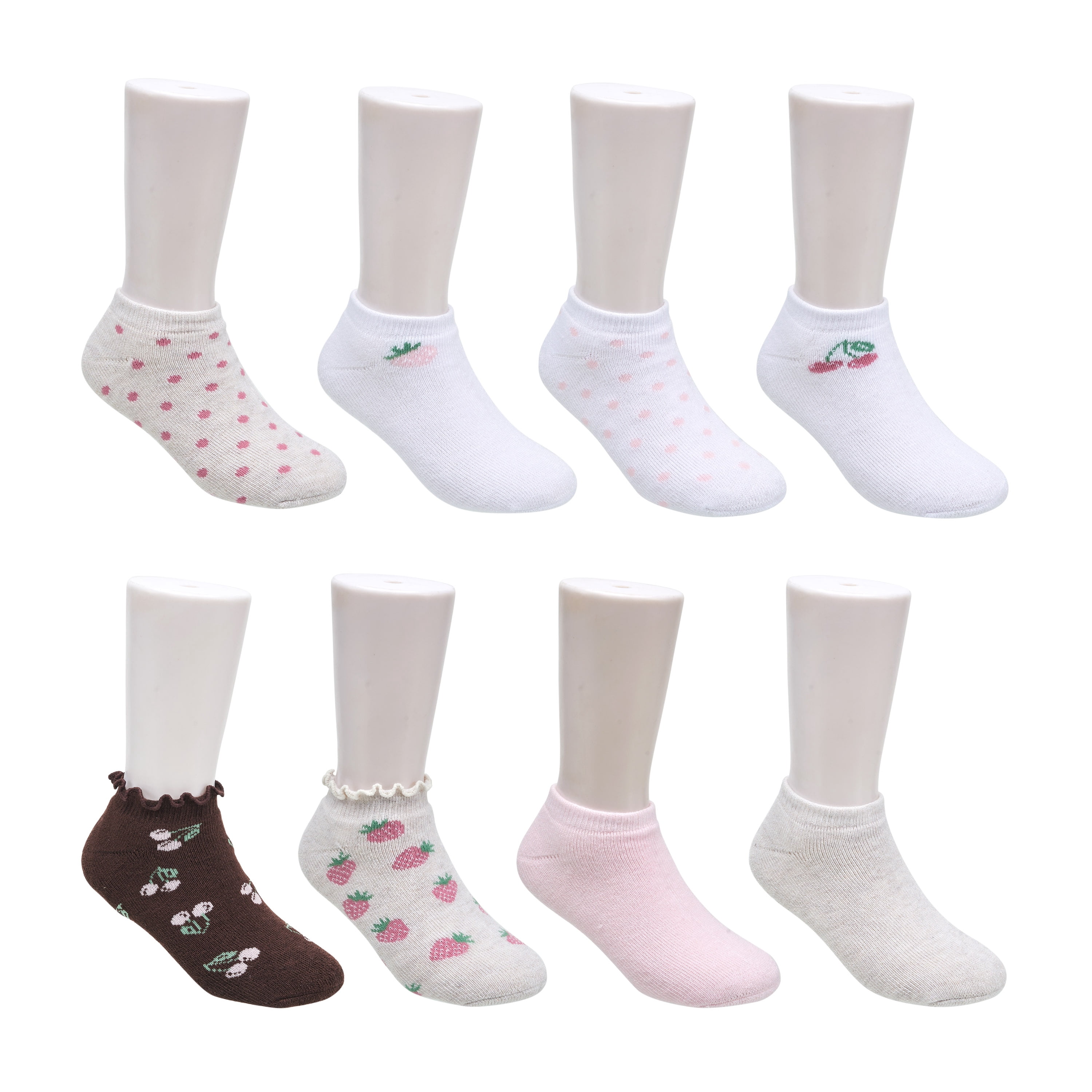 Kensie Girls Full Cushion Low Cut Kids Socks (8-Pack) – Strawberry