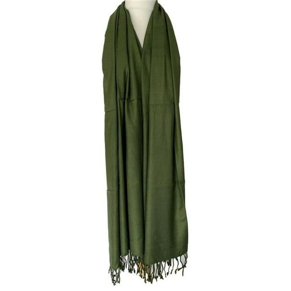Best Desu PTSDARKGR Foulard Châle Pashmina à Pompons Vert Foncé
