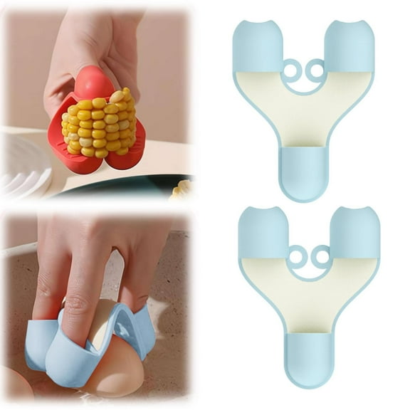 Last Chance 2X Silicone Finger Anti-Scalding Clips,Silicone Finger Anti-Scalding Clip Oven Mitts 2-Pack Blue