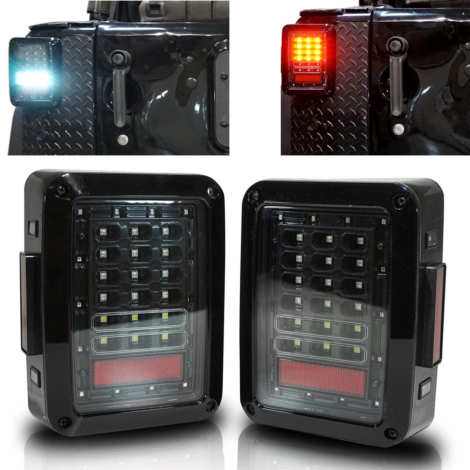 LED Tail Lights Black Housing for Jeep Wrangler JK 2007-2017 Set Brake Taillight (1 pair) - Walmart.com