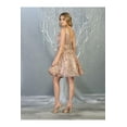 thumbnail image 6 of Women's May Queen Short Prom 2026 Dress homecoming party Glitter A-line V-neck Style MQ1702 Rose Pink Gold 18 hoco 2025, 6 of 8