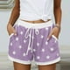 thumbnail image 2 of Pantalones Cortos Casuales de Verano para las Mujeres Bolsillo de Cordón de la Estrella de la Moda, Pantalones de Cintura Elásticos para Dormir en el Hogar, 2 of 8