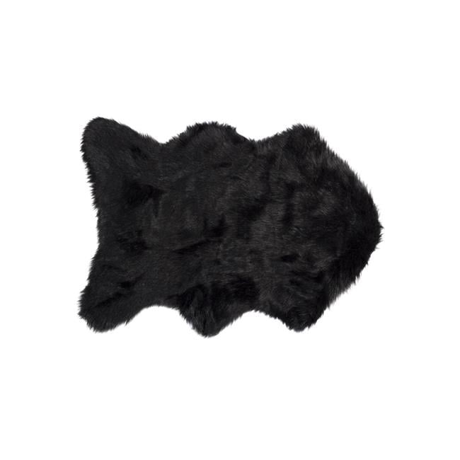 Luxe Faux Fur 676685029744 2 x 3 ft. Gordon Faux Sheepskin Rug Black