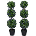 thumbnail image 1 of HOMCOM 3.5ft Set of 2 Potted Artificial Plant Ball Tree w/ Lavender Flowers, 1 of 10