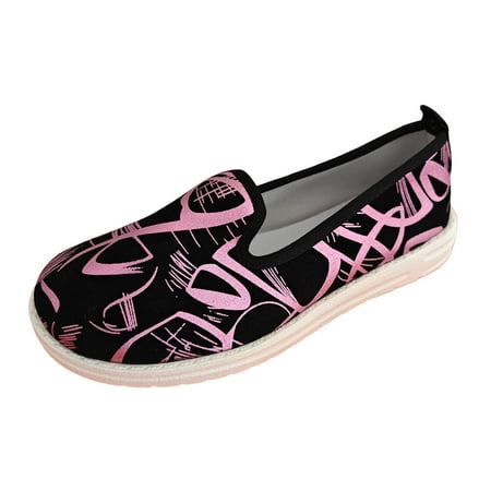 OJSFQUFP Women s Flats Ladies Fashion Colorful Cloth Shallow Cut Round Toe Flat Bottom Comfortable Casual Single Shoes Woman Shoes Pink 39