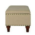 thumbnail image 4 of HomePop Banc de Rangement Rectangulaire Traditionnel en Tissu avec Garniture de Clous en Vanille, 4 of 10
