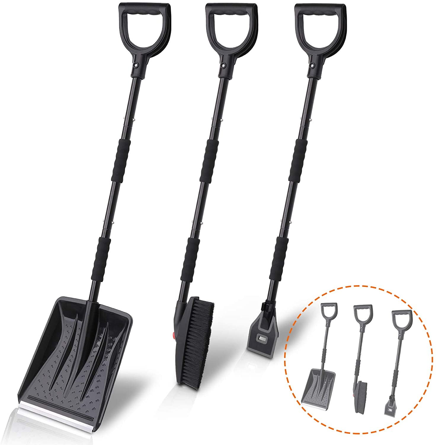 3in1 Snow Shovel Kit for Car Emergency Driveway Snow