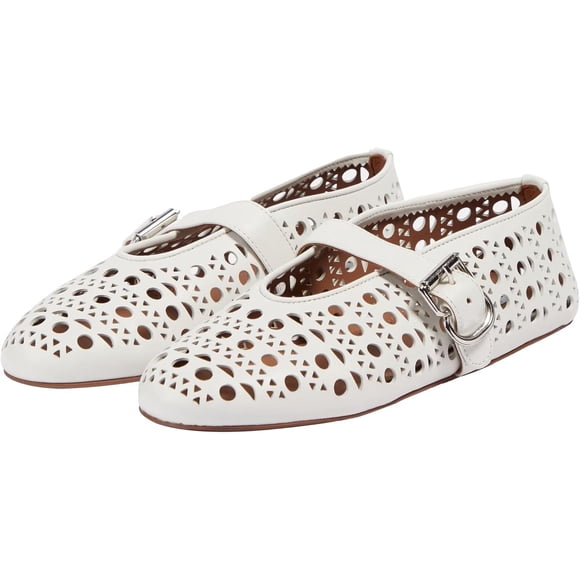 Ballet Flats for Women Buckle Strap Mesh Perforated Mary Jane Comfortable Ballerina Flat Shoes
