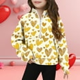 thumbnail image 2 of SERTG Girls Valentines Half Zip Sweatshirt Hoodless Stand Collar Thumbhole Cuffs Kids Long Sleeve Casual Pullover Everyday Top(Yellow#5,11 Years), 2 of 5