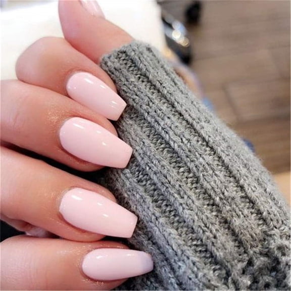 24pz Press On False Nails Fake Nail Salon Full Cover Design for Women Girls Beauty Coffin Gloss Pink