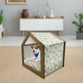 thumbnail image 3 of Rabbit Pet House, Ornate Bunnies with Floral Motifs and Leafy Stems Scandinavian Pattern, Outdoor & Indoor Portable Dog Kennel with Pillow and Cover, 5 Sizes, Pistachio Green Black, by Ambesonne, 3 of 5
