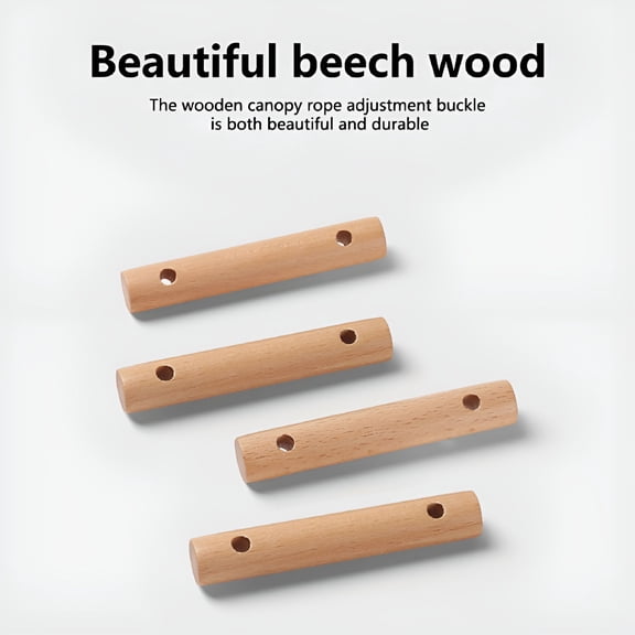 BESTSKY 16PCS Wood Tent Rope Tensioner Dual Holes Wind Rope Tent Buckle Guyline Cord Adjuster Camping Tightening Clasp Guyline Holder for Outdoor Activities