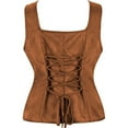 thumbnail image 4 of Holzkary Women's Renaissance Lace Up Vintage Boned Bustier Corset with Garters Scoop Neck Corset Tops Slim Fit Waistcoat Gothic Medieval Bodice Vest Top Waistcoat Halloween Gothic Bodice Gold S, 4 of 4
