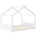 thumbnail image 5 of Harper & Bright Designs Queen Size Floor Bed with Support Slats, Wood House Bed with Headboard and Footboard for Boys and Girls, Light White, 5 of 11