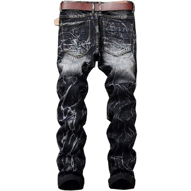 Men's Designer Western Gold/Silver Skinny Moto Jeans Biker Denim Pants - Walmart.com