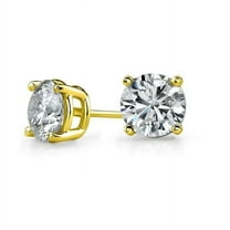 Paris Jewelry 14k Yellow Gold 1/2 Ct Round White Created Diamond Solitaire Stud Earrings plated