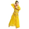 thumbnail image 4 of CUZIBR Toddler Girls Dance Performance Outfit Sets Belly Dance Kids Ethnic Dance Dress Stage For Children Clothes Sets,Yellow,4-6 Years, 4 of 6