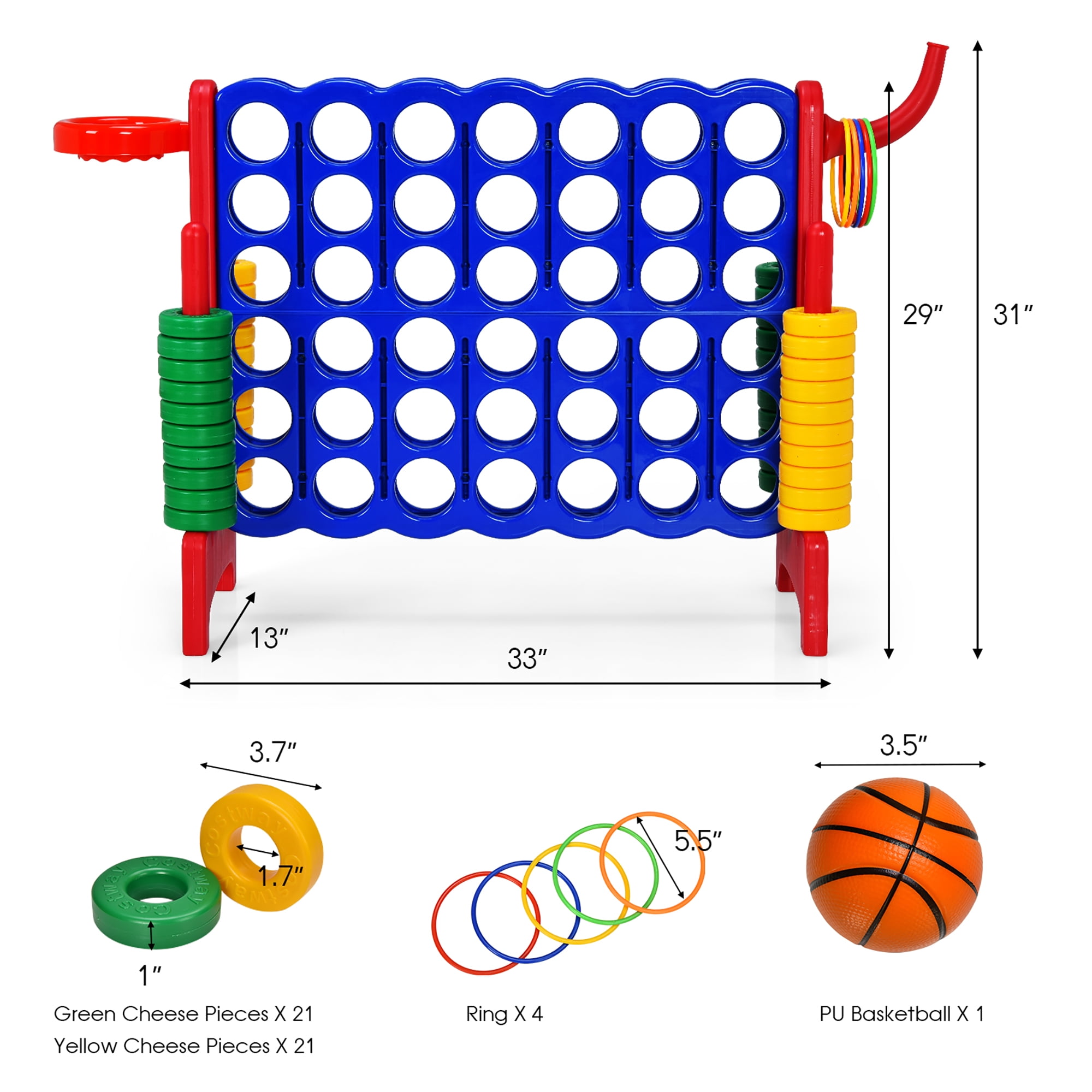 Costway 4 in A Row Jumbo 4-to-Score Game Set W/Storage Carrying Bag for Kids Adult