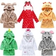 thumbnail image 2 of Albornoz con capucha para niños, de franela Pijamas, batas de dibujos animados de animales, manta para dormir, ropa de casa para bebés, ropa de dormir para niños y niñas, Invierno, 2 of 4