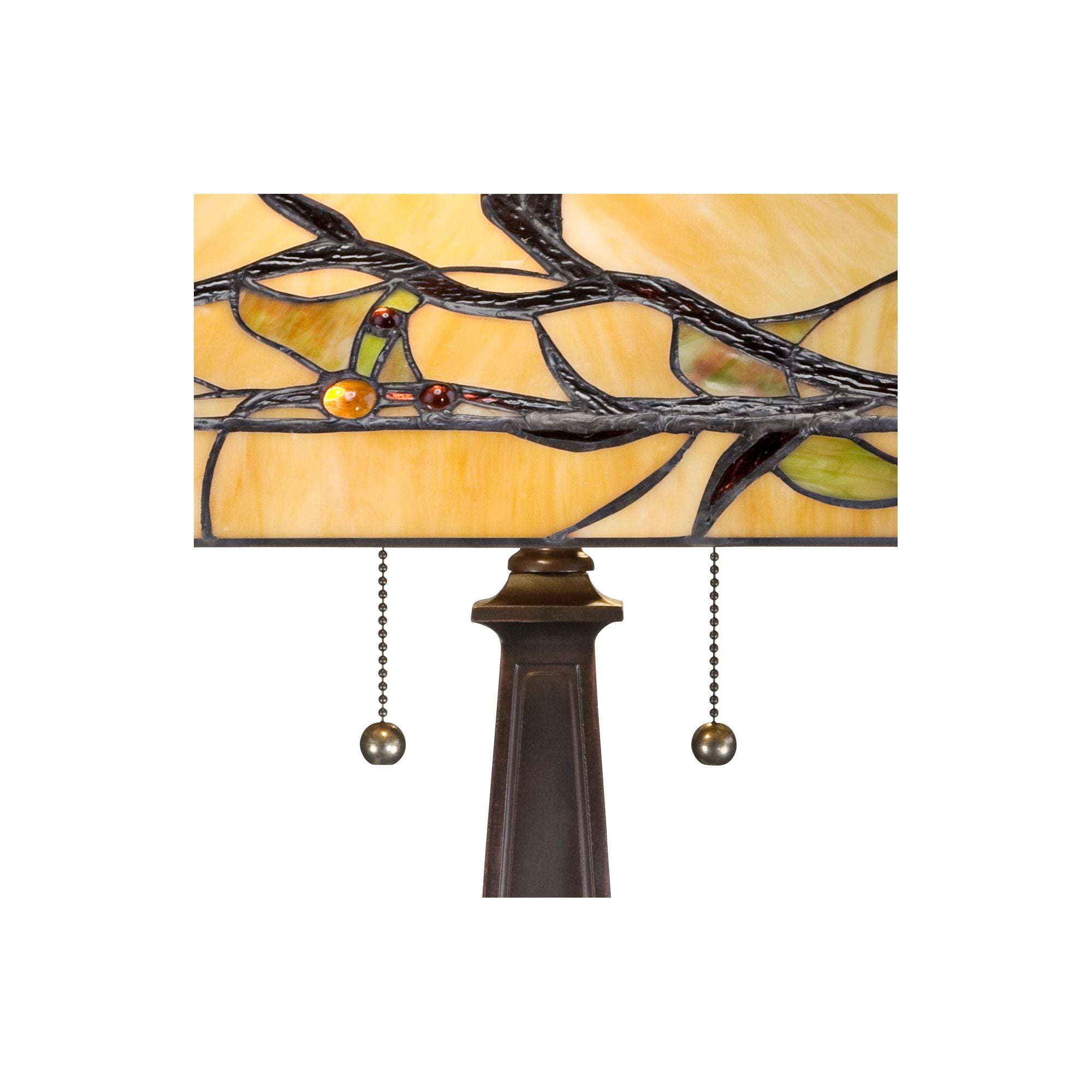 Robert Louis Tiffany Budding Branch Mission Table Lamp 24" High Bronze Art Glass Square Shade for Bedroom Living Room Bedside Nightstand Office Family