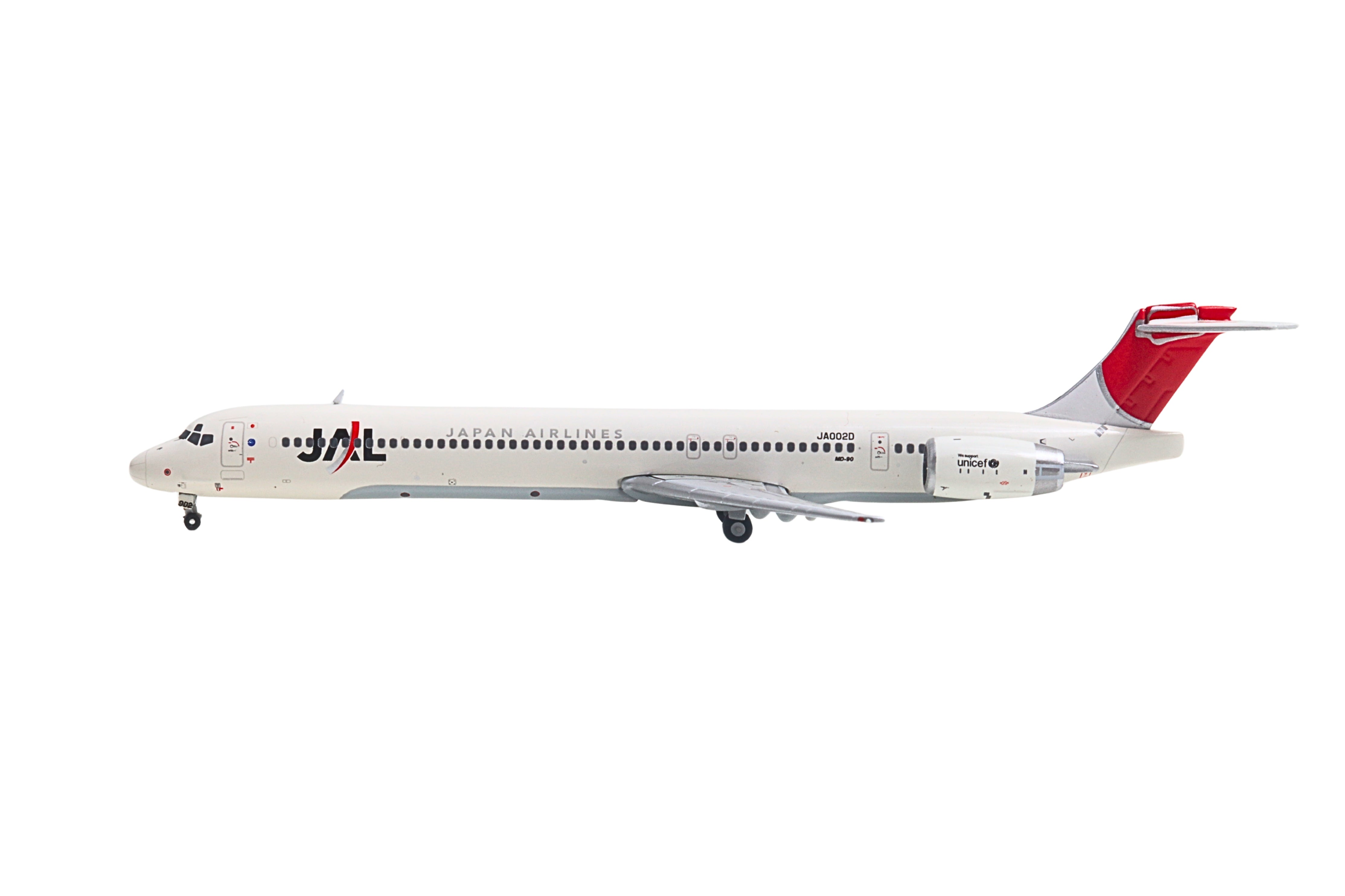 McDonnell Douglas MD-90 Commercial Aircraft "Japan Airines" (JA002D) White with Red Tail 1/400 Diecast Model by GeminiJets