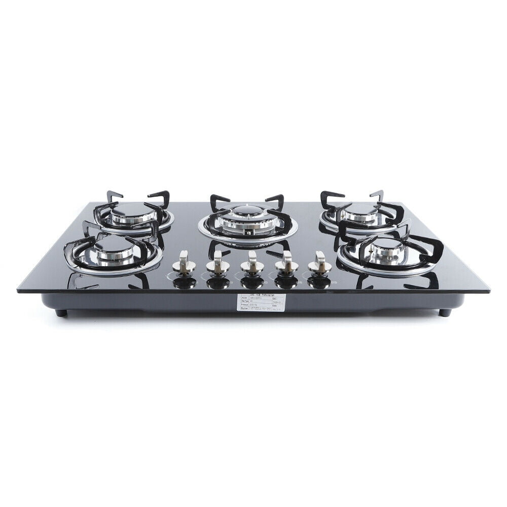 30" Tempered Glass Stove Built-in 5 Burners Cooktop NG/LPG Gas Hob Cooker 