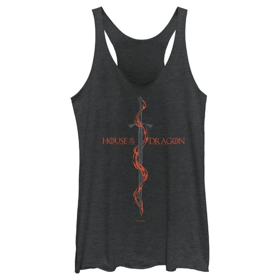 Women's Game of Thrones: House of the Dragon Red Sword Logo Racerback Tank Top Black Heather X Small