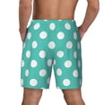 thumbnail image 2 of Haiem Teal Turquoise And White Polka Dot Mens Swim Trunks with Compression Liner 2 in 1 Swimming Shorts Stretch Swimwear Quick Dry,Board Shorts-X-Large, 2 of 9
