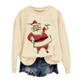 thumbnail image 2 of Beige Hoodies for Women Christmas Sweatshirts for Women Retro Santa Graphic Long Sleeve Shirt Xmas Pullover Tops Women Fall Clothes, 2 of 4