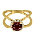 thumbnail image 4 of AoneJewelry 0.85 Carat 6MM Round Garnet and Diamond Ring In 10K Solid Rose, White & Yellow Gold, 4 of 5