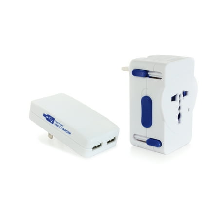 American Tourister Worldwide Adaptor with Dual USB Ports, White