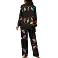 thumbnail image 2 of Suhoaziia Holiday Pajamas for Women Tops with Jogger Sweatpants Warmth Matching Set Button Nightclothes Skin Friendly Daily Wear Sleepwear Print Graphic Christmas Lamp Size XL, 2 of 6