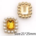 thumbnail image 1 of 20Pcs/Lot 21*25MM Alloy Pearl Rhinestone Flat Bottom Sewing Buckle Handmade DIY Apparel Wedding Decoration Accessories Yellow, 1 of 6