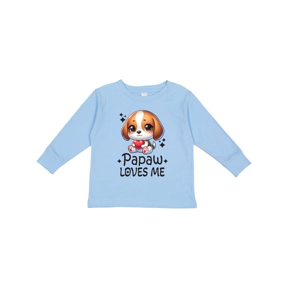 Inktastic Papaw Loves Me Grandchild Puppy Boys or Girls Long Sleeve Toddler T-Shirt