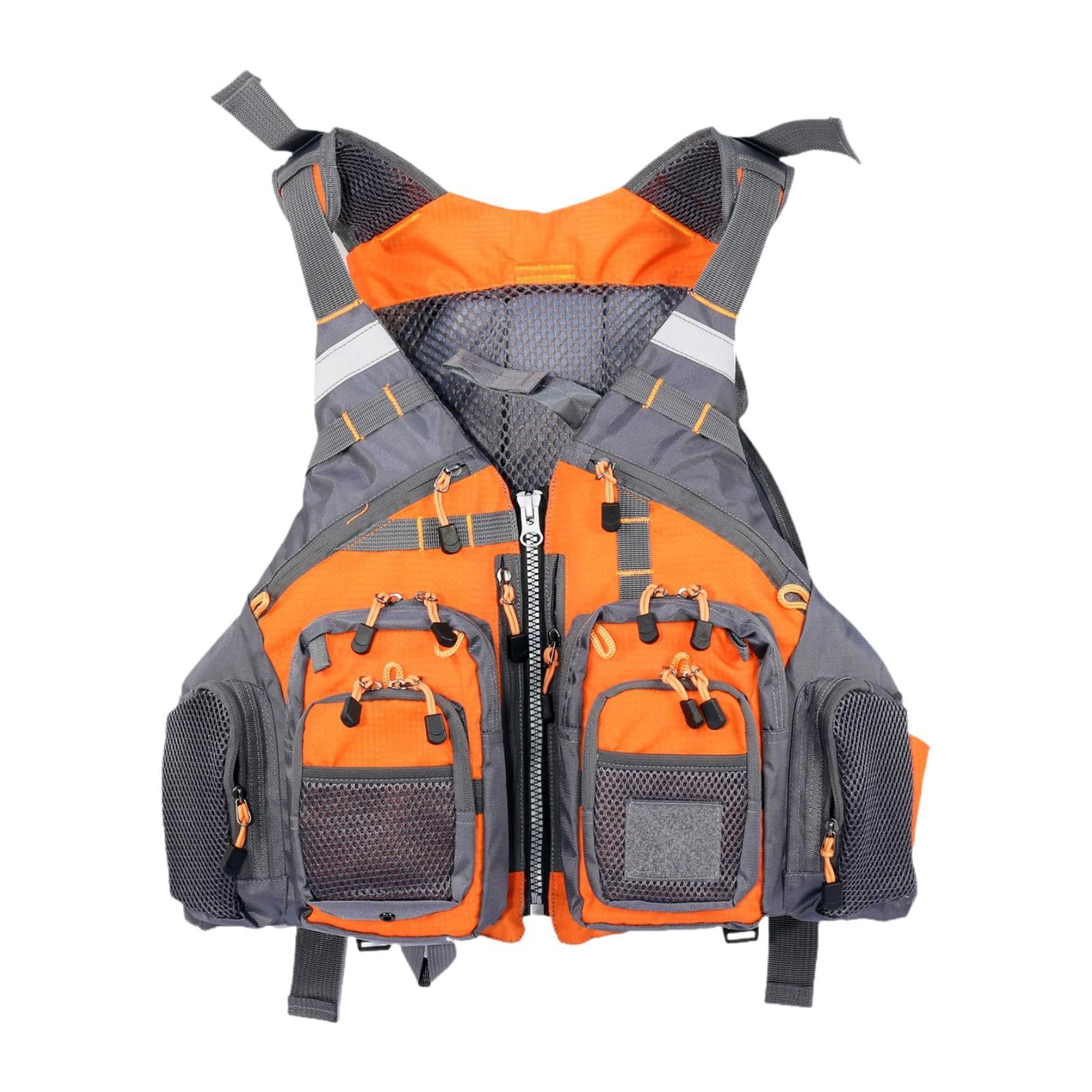 DimyFew Fishing Vest Life Vest Adjustable Size Reflective Multipurpose Comfortable Multi Orange