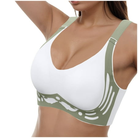Gvdentm Bras for Women Womens Bra Comfort Powerful Push-up Seamless Bra Smoothing No Underwire Anti Sagging Minimizer Bras for Women Green XL
