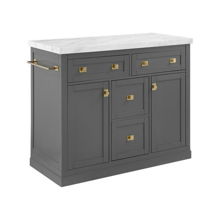 Crosley Furniture Removable Kitchen Islands with Storage, Wood Gray, 20 in
