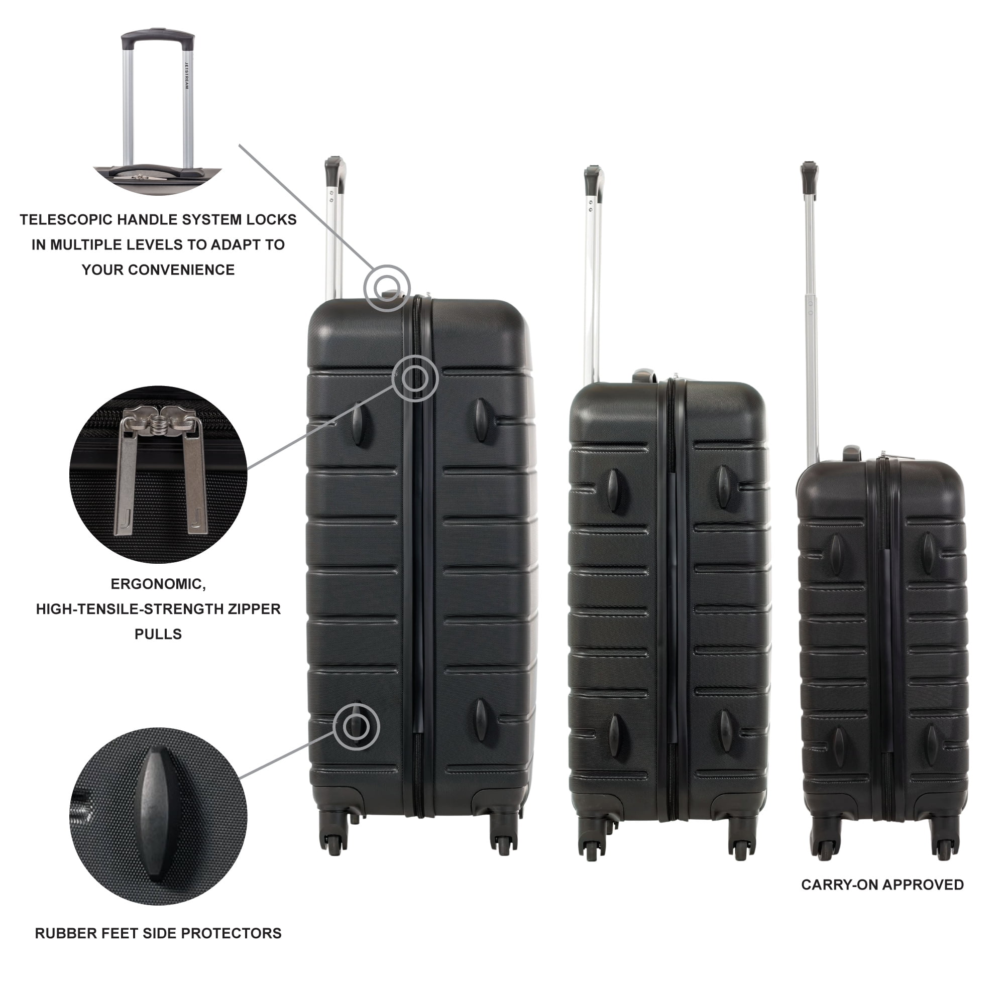 Jetstream 3 piece Set Hardside Spinner Luggage, 20" Carry On, 24" and