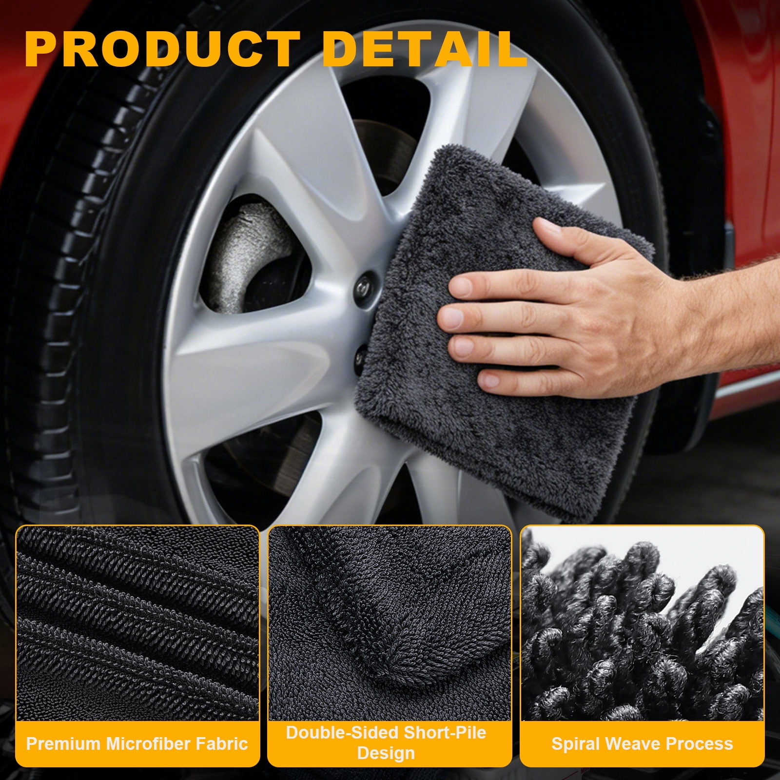 Uxcell Car Microfiber Towels 23.62 x 35.43 Inch Ultra Absorbent Microfiber Towel Care Polishing Detailing Waxing Cloths Double Layer for Car Kitchen Window, Grey(1100GSM)