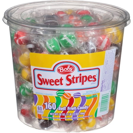 Bob's Sweet Stripes Soft Fruit Candy, 160 count, 28 oz - Walmart.com