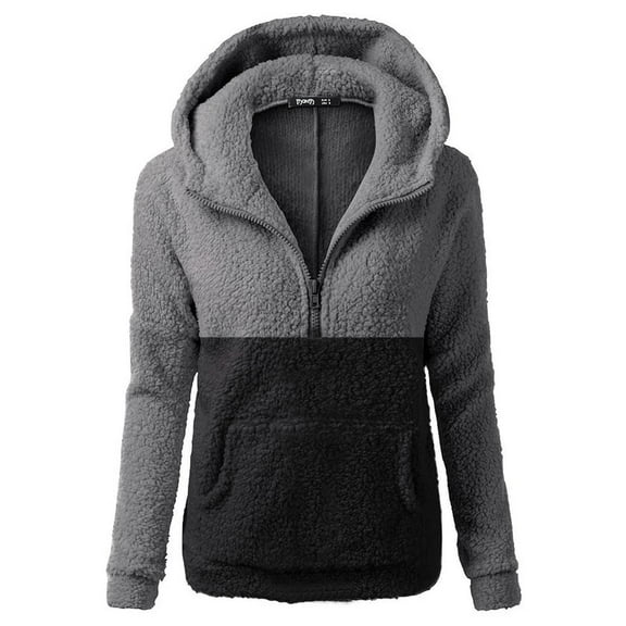 Turilly Women Ladies Clothes Set of 2 Women Hooded Sweater Coat Winter Warm Wool Zipper Coat Cotton Coat Outwear