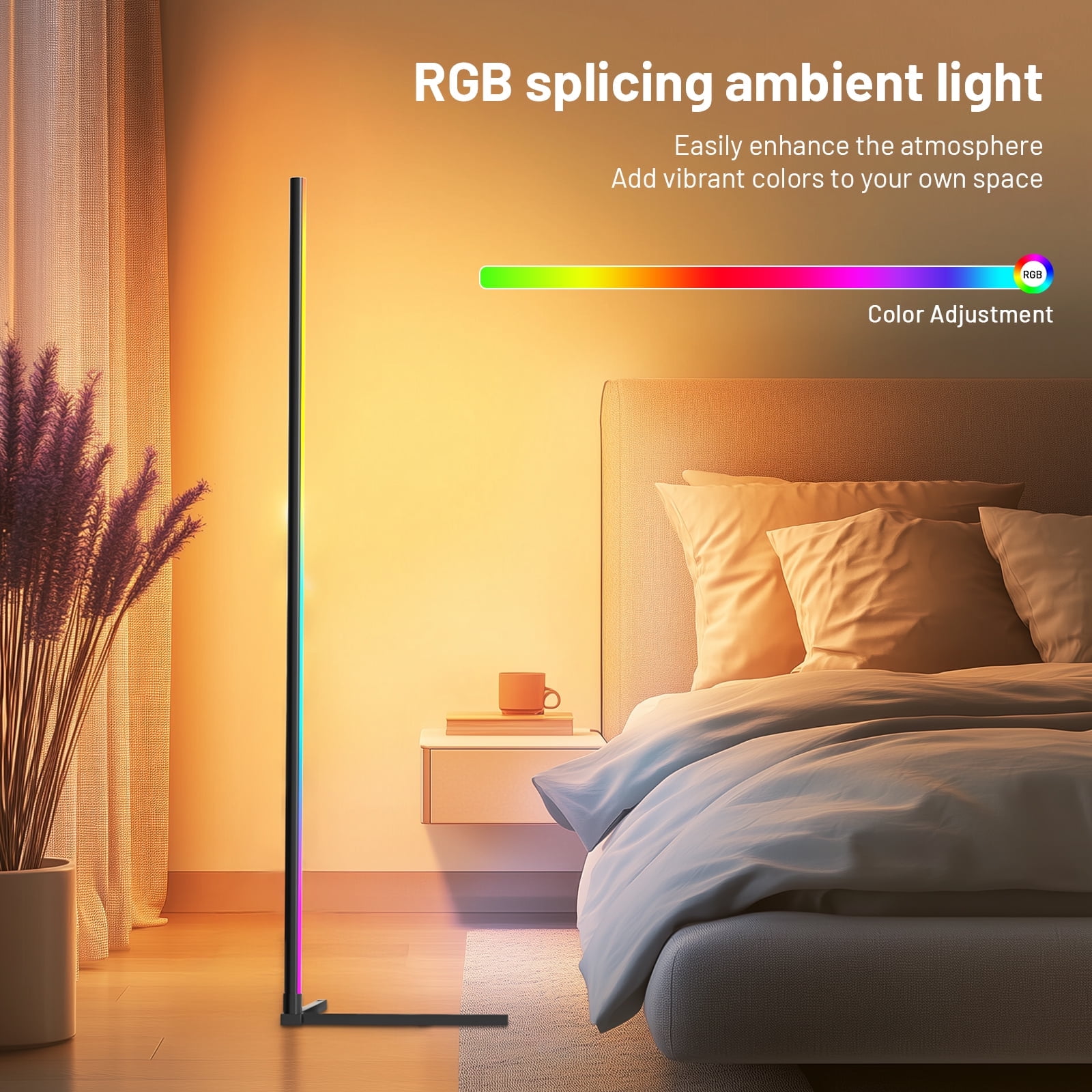 2PCS Led Corner Floor Lamp, Smart RGB Floor Lamp with APP&Remote, 16 Million Colors Changing, Music sync, Modern Corner led Light for Bedroom Living Room and Gaming Room, Timing&Schedule