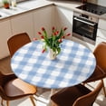 thumbnail image 2 of Buffalo Check Watercolor Blue Elastic Fitted Round Table Cover Plaid Farmhouse Waterproof Outdoor Tablecloth for Holiday Party, Picnic, Patio & Dining Fits Tables Up to 55"-60", 2 of 8