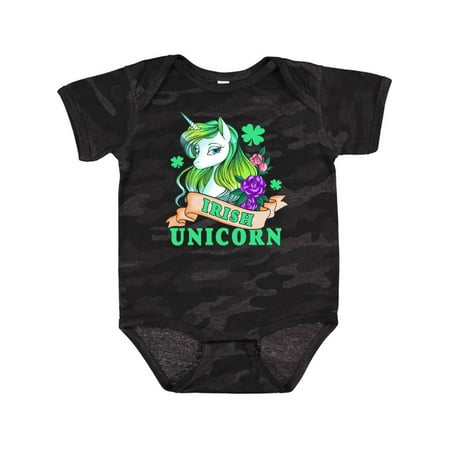 

Inktastic St Patricks Day Irish Unicorn Illustration with Shamrocks Gift Baby Boy or Baby Girl Bodysuit