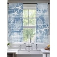 thumbnail image 2 of Blue Coastal Sheer Curtains 72 Inch Long 2 Panels, Nautical Starfish Octopus Coral Summer Light Filtering Rod Pocket Curtains, Sheer Voile Drapes for Living Room Bedroom, 52"x72", 2 of 8
