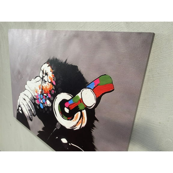 Banksy Canvas Art, Gorilla Canvas Art, Graffiti Monkey Canvas Art, Abstract Artwork, Street Wall Art, Banksy Monkey Art, Canvas Wall Decor - Rolled Canvas